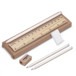 Kit Escolar Sustentável com Lapis Regua e Apontador