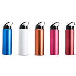 Squeeze de aluminio com canudo e bico transparente