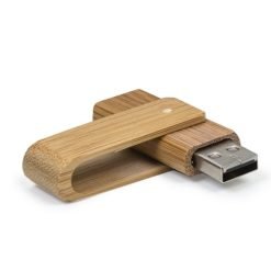 brinde sustentavel pen drive de bambu com alca giratoria