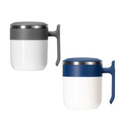 caneca branca com tampa e alca em cor