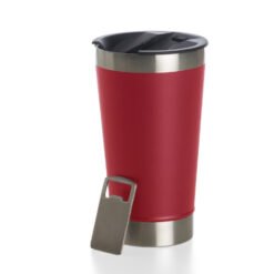 copo termico personalizado com abridor de garrafa vermelho