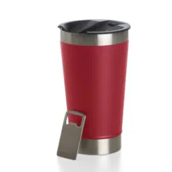 copo termico personalizado com abridor de garrafa vermelho