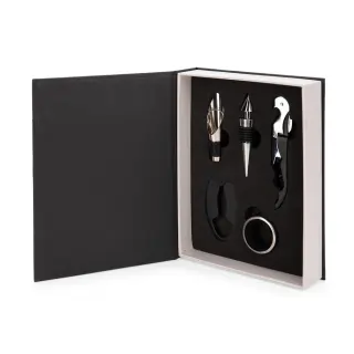 kit para vinho em caixa em formato de livro