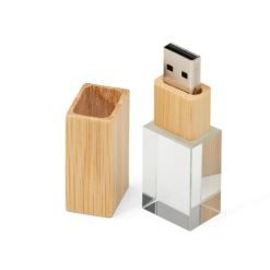 pen drive vidro e madeira