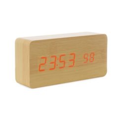 relogio de mesa led em madeira